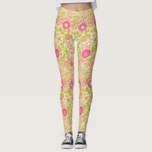 Leggings Fleurs rose et vert (Devant)