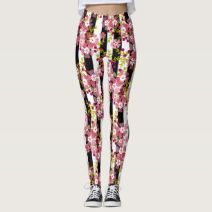 Leggings Fleurs roses