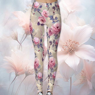 Leggings Fleurs roses