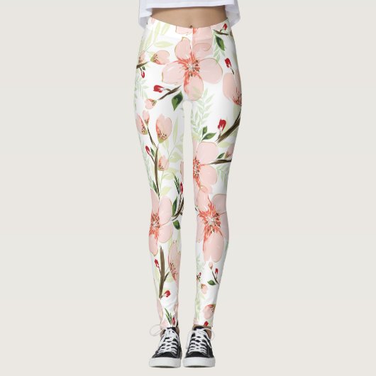 Leggings Fleurs roses (Devant)