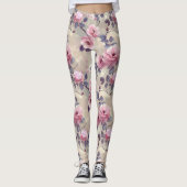 Leggings Fleurs roses (Devant)
