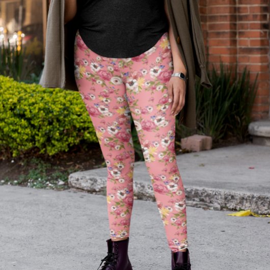 Leggings Fleurs roses Aquarelle Florale Pour elle