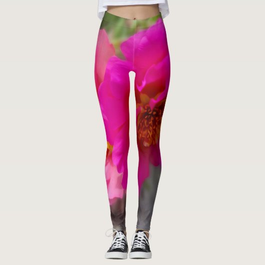 Leggings Fleurs roses au soleil (Devant)