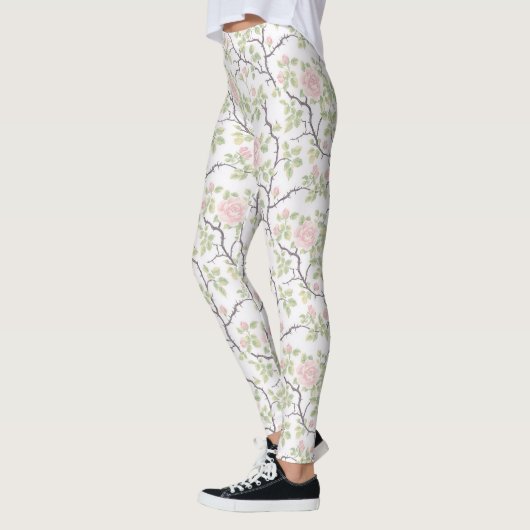 Leggings Fleurs roses blush chic romantique (Gauche)