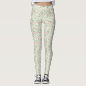 Leggings Fleurs Roses d'aquarelle en rose et en rose (Devant)