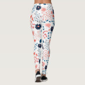 Leggings Fleurs roses et bleues motif (Dos)