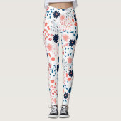 Leggings Fleurs roses et bleues motif (Devant)