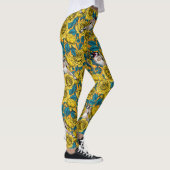 Leggings Fleurs roses et oiseaux dorés (Droite)