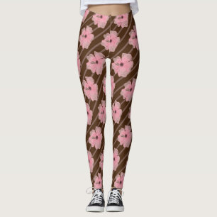 Leggings Fleurs Roses Et Rayures