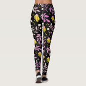 Leggings Fleurs roses + jaunes (Dos)