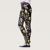 Leggings Fleurs roses + jaunes (Gauche)