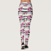 Leggings Fleurs roses rayures noires (Dos)