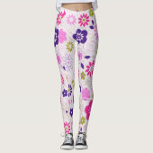 Leggings Fleurs roses rétro (Devant)