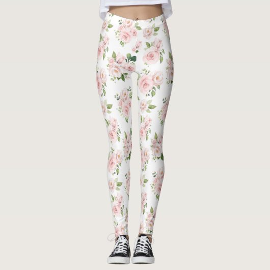 Leggings Fleurs roses, Roses roses, Fleurs Aquarelles (Devant)