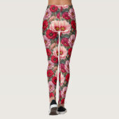 Leggings Fleurs roses, rouges et mauves (Dos)