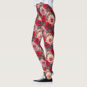 Leggings Fleurs roses, rouges et mauves (Gauche)