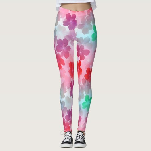 Leggings Fleurs roses Sakura Abstrait (Devant)