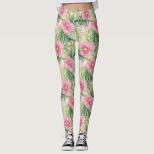 Leggings Fleurs roses tropicales