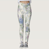 Leggings Fleurs roses violettes romantiques (Devant)