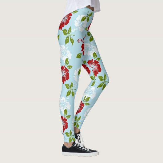 Leggings Fleurs Rouge Et Blanc (Droite)