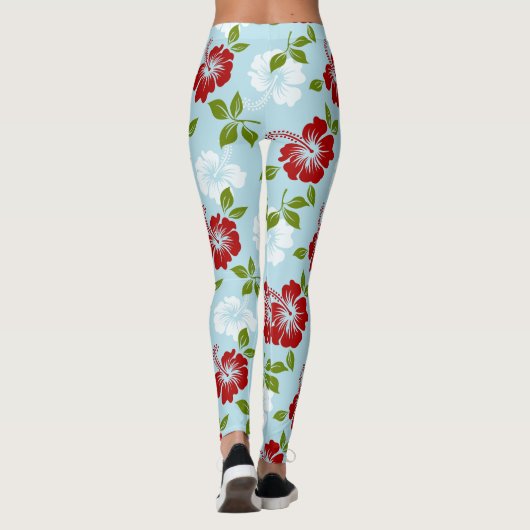 Leggings Fleurs Rouge Et Blanc (Dos)