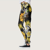 Leggings Fleurs rougeoyant dans des guêtres d'obscurité (Gauche)