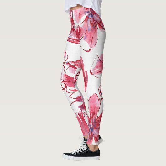 Leggings Fleurs rouges du marron (Gauche)