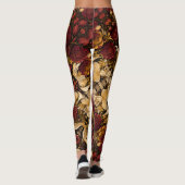 Leggings Fleurs rouges et blanches à bords dorés (Dos)