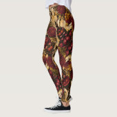 Leggings Fleurs rouges et blanches à bords dorés (Gauche)