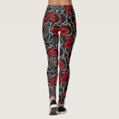 Leggings Fleurs rouges et dentelle noire Motif sans couture (Dos)