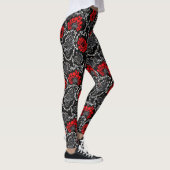 Leggings Fleurs rouges et dentelle noire Motif sans couture (Droite)