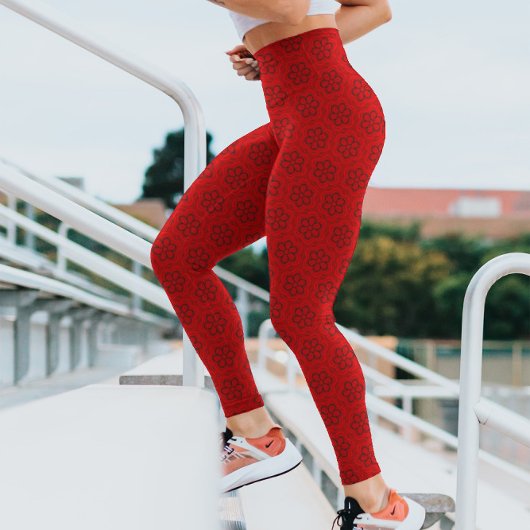 Leggings Fleurs rouges Gras Élégant Motif Floral Hype