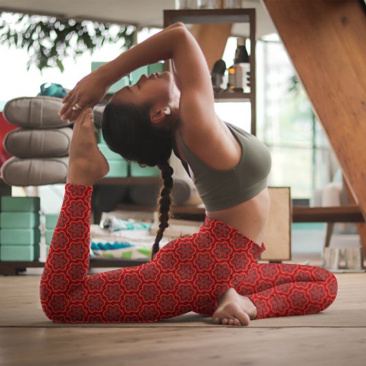 Leggings Fleurs rouges Gras Élégant Motif Floral Hype