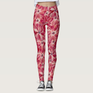 Leggings Fleurs rouges modernes aquarelle motif floral
