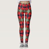 Leggings Fleurs rouges Motif 3 (Devant)