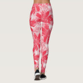 Leggings Fleurs rouges sur blanc. (Dos)