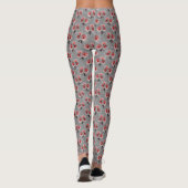 Leggings Fleurs rouges sur gris (Dos)