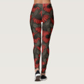 Leggings Fleurs rouges sur marron (Dos)