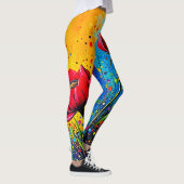 Leggings Fleurs rouges vibrantes - Impression Pop Art (Droite)