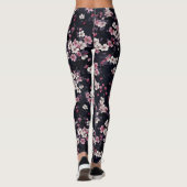 Leggings Fleurs Sakura Roses Noires, Design Motif, (Dos)