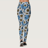 Leggings Fleurs sauvages blanches et papillons bleus (Dos)