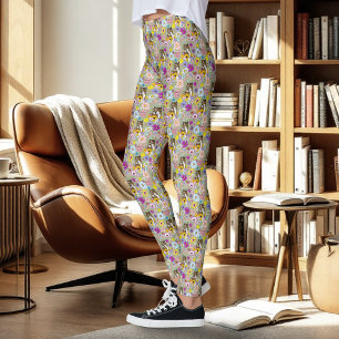 Leggings Fleurs sauvages Couguar Lion de montagne Puma