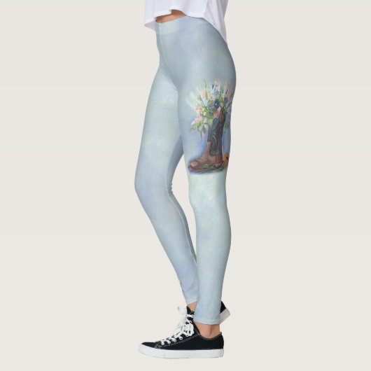 Leggings Fleurs sauvages dans une botte de cowboy (Gauche)