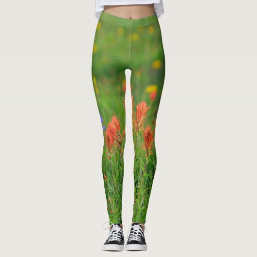Leggings Fleurs sauvages de pinceau indien (Devant)