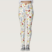 Leggings Fleurs sauvages élégants sur blanc (Devant)