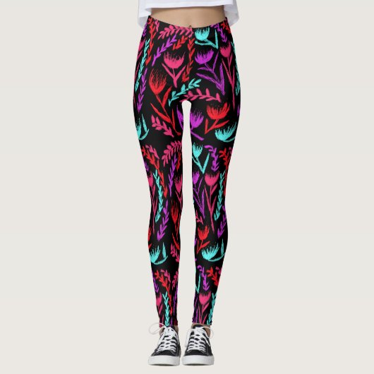 Leggings Fleurs sauvages en couleurs que POP! (Devant)