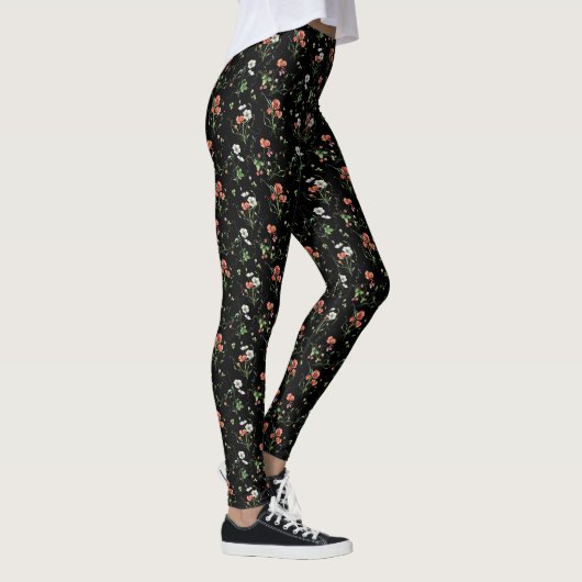 Leggings Fleurs sauvages en noir (Droite)