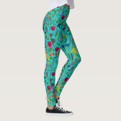 Leggings Fleurs sauvages et papillons de nuit sur turquoise (Droite)