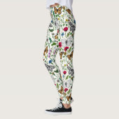 Leggings Fleurs sauvages et papillons sur blanc (Gauche)