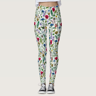 Leggings Fleurs sauvages sur blanc cassé